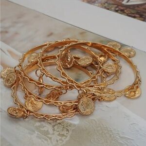 1pc Golden Coin Charm Bangle